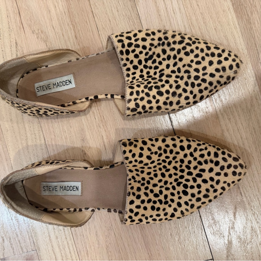 Steve Madden Tan and Black Leopard Flats